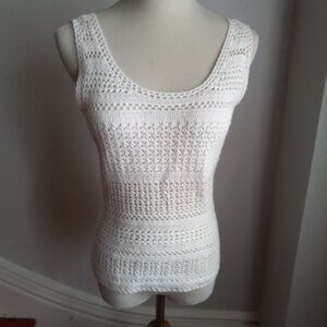 WHITE STAG CROCHET COTTON CREAM TANK TOP NWT S